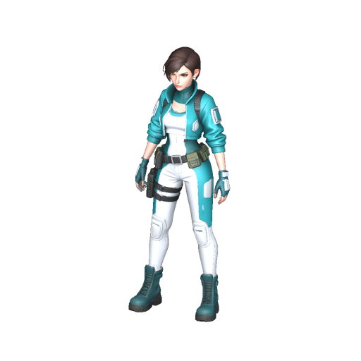A sci-fi explorer character generated and rigged by the Aura agent