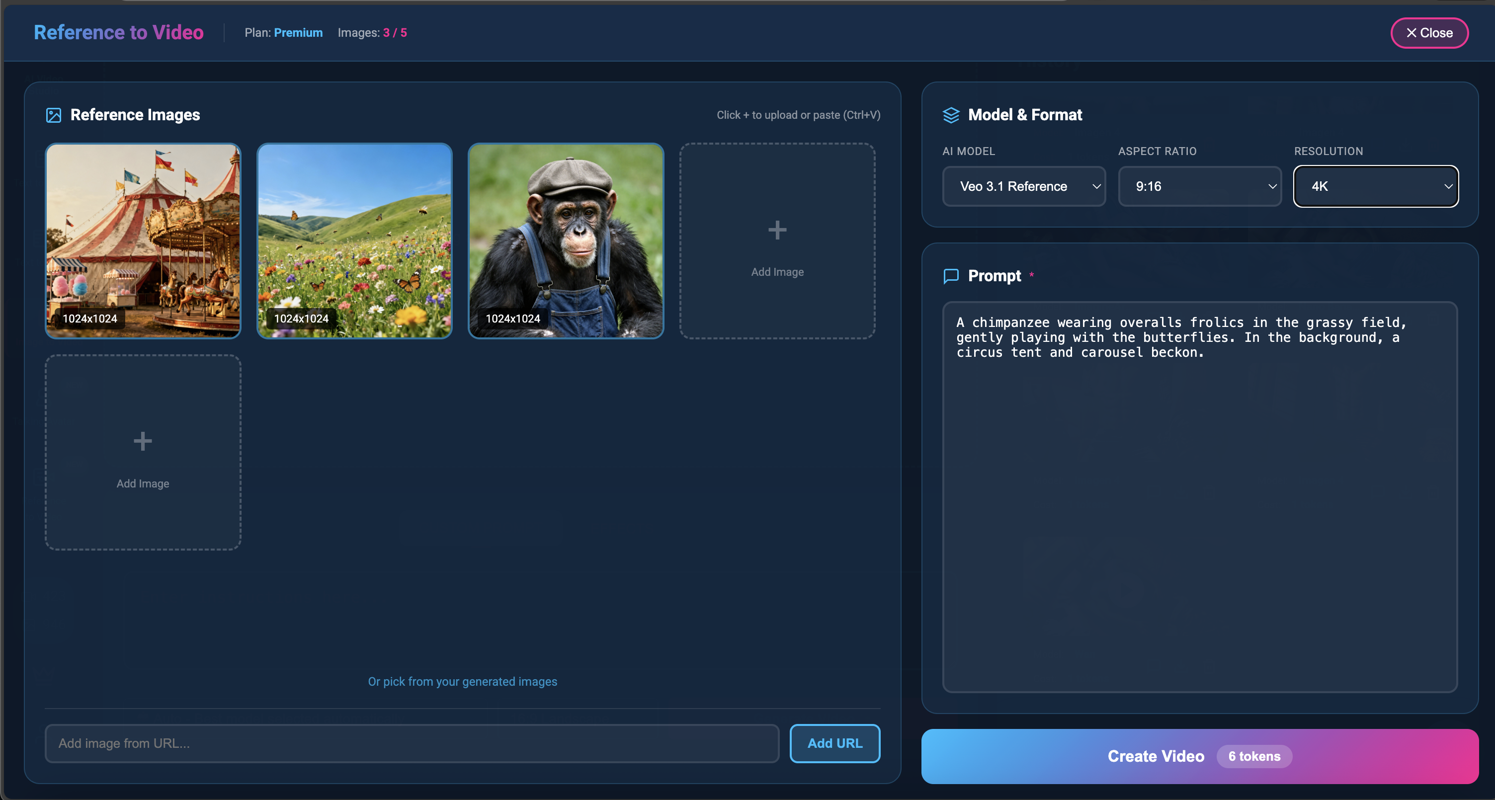 Reference to Video AI interface showing multiple image uploads