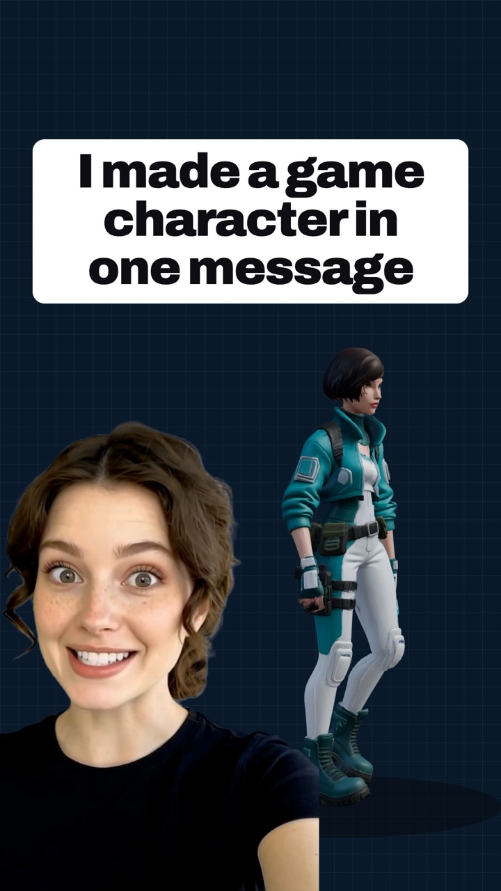 A sci-fi explorer 3D character, rigged by the Aura agent, walking on a grid