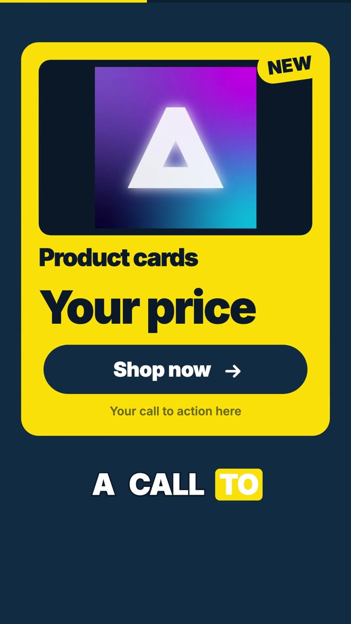 Motion graphics with a product card and stats